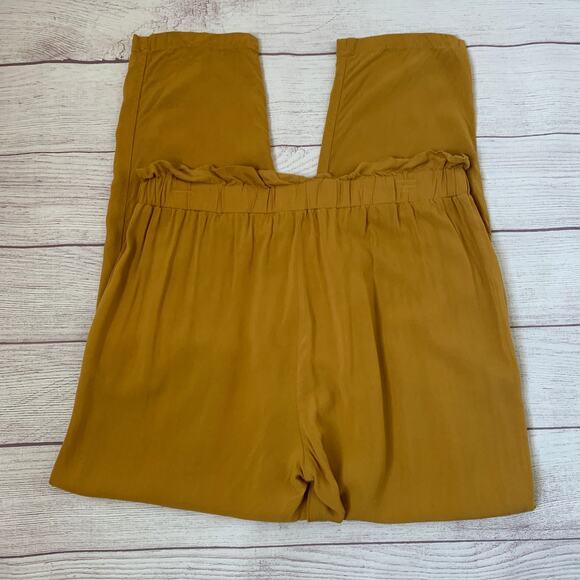 Ambiance Apparel Mustard Yellow Paper Bag Pants Tie Front Pockets Size Large - Picture 14 of 16